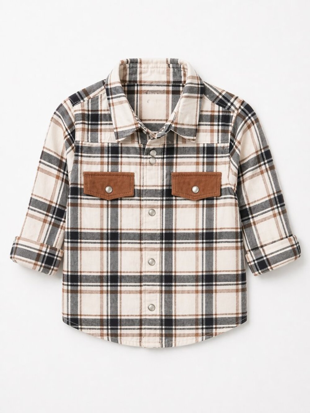 NWT OshKosh B’gosh Toddler Boy Plaid Button Down Shirt Size 2T Brown Neutral